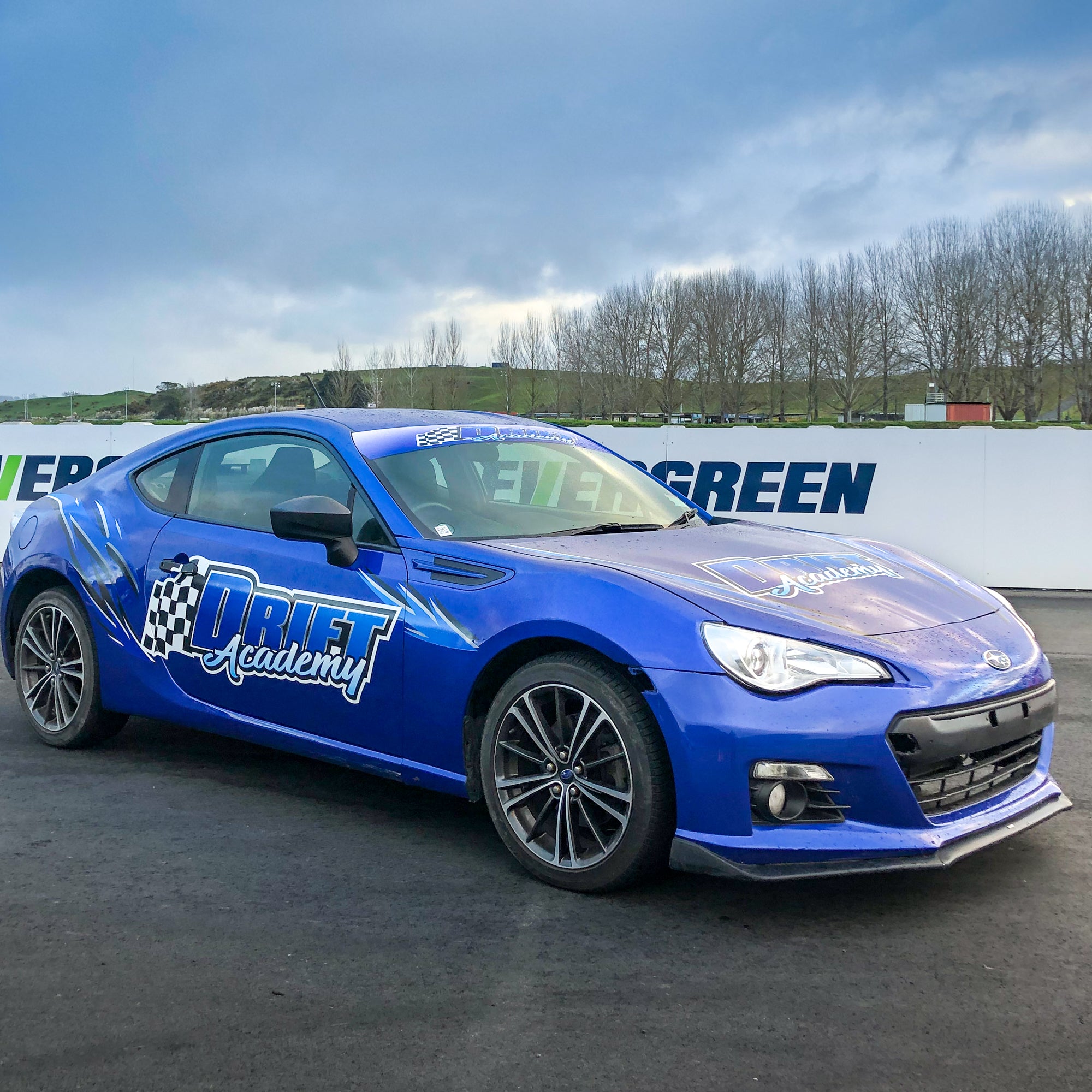 Blue drift car on track