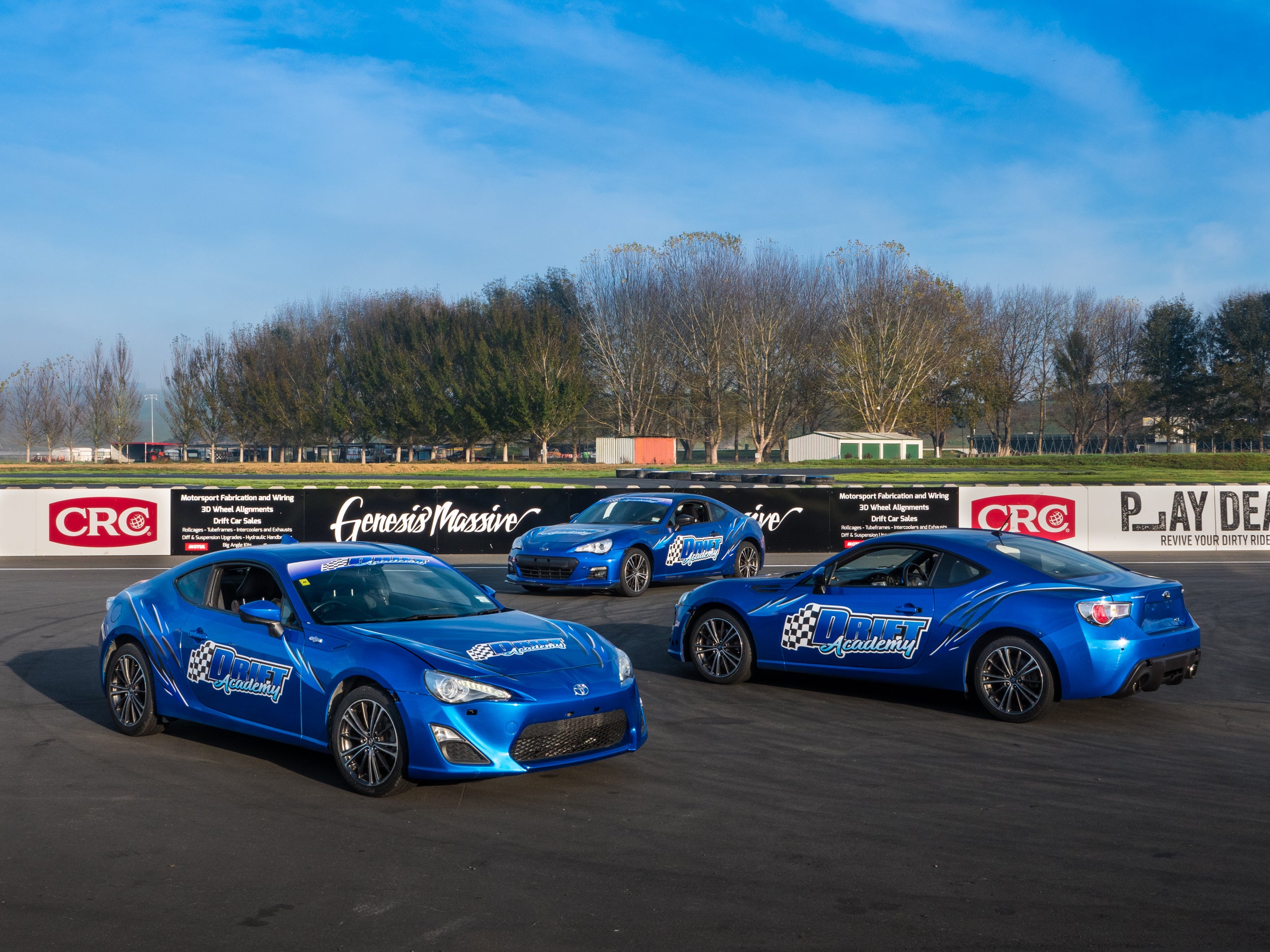 Two drift cars on the circuit